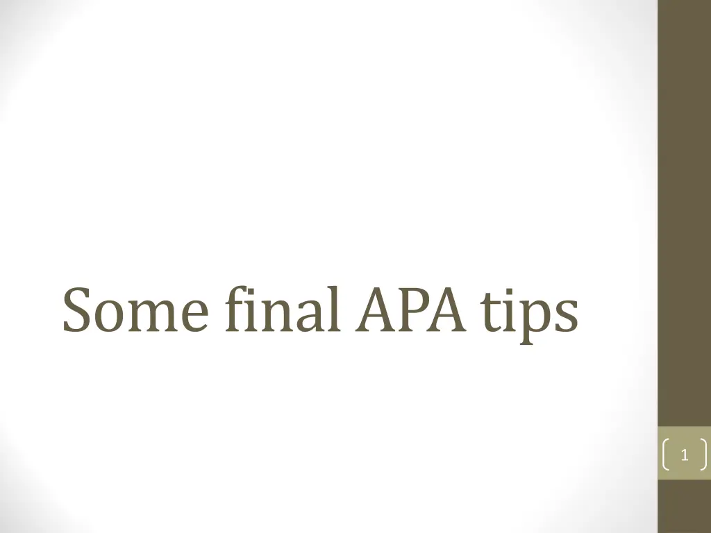 some final apa tips