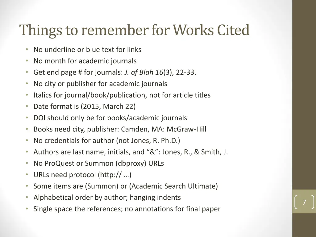 things to remember for works cited