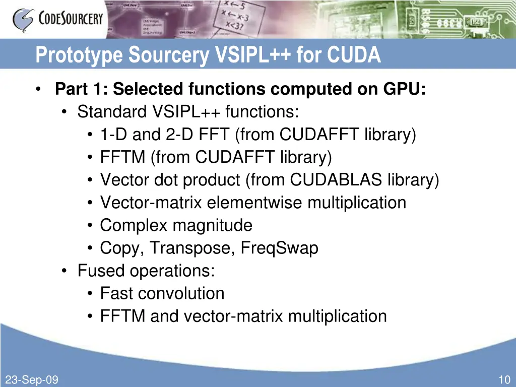 prototype sourcery vsipl for cuda
