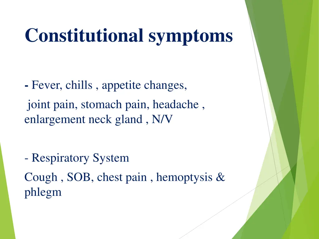 constitutional symptoms