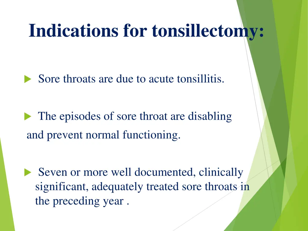 indications for tonsillectomy