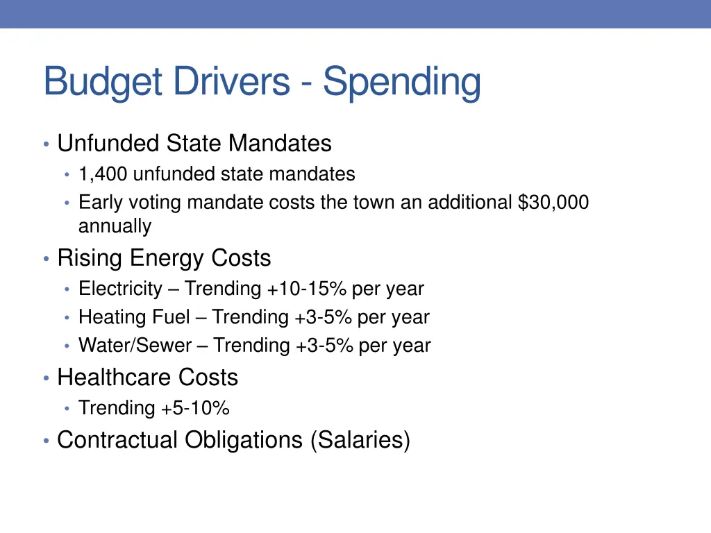 budget drivers spending
