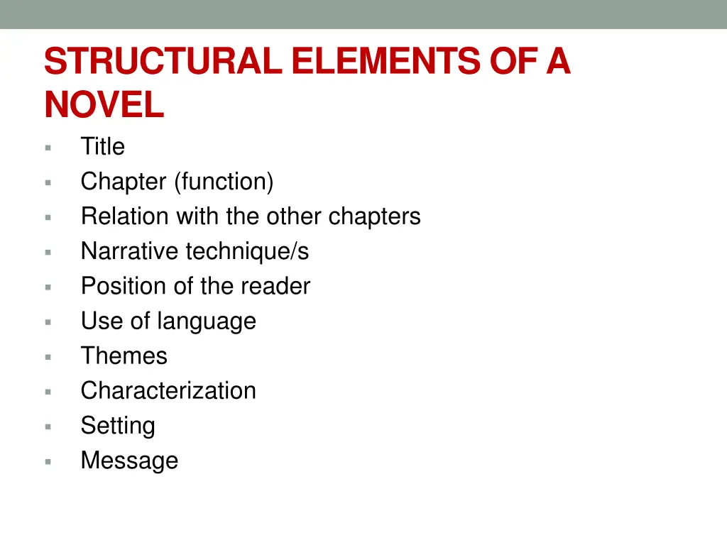 structural elements of a novel title chapter