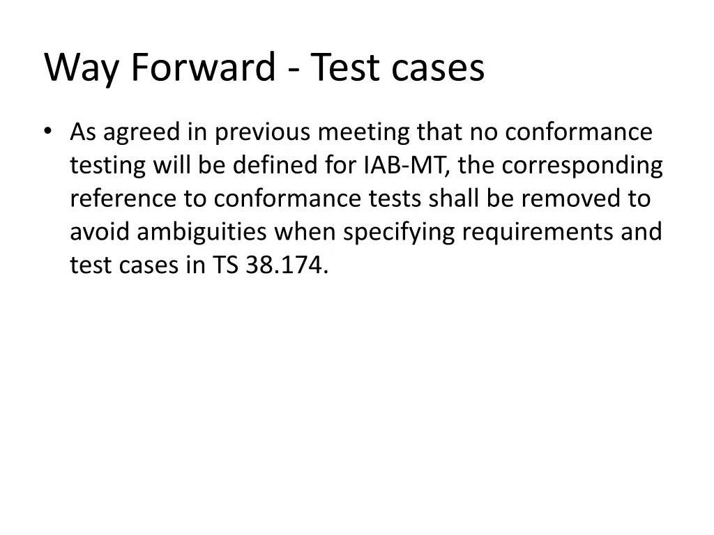way forward test cases