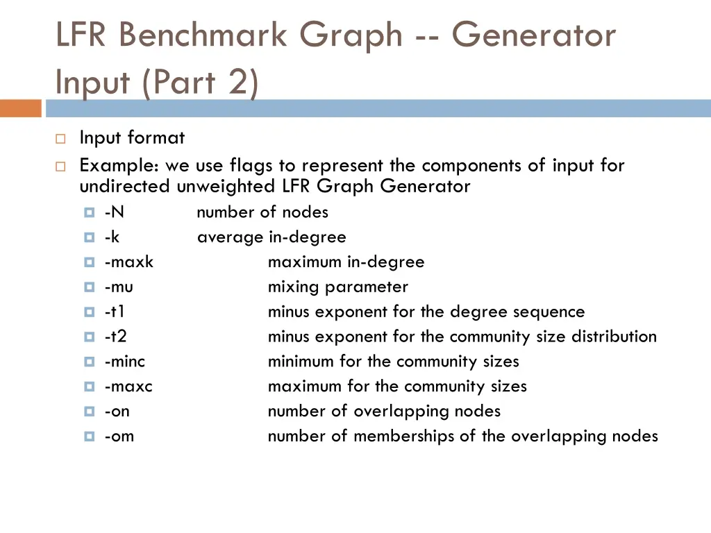 lfr benchmark graph generator input part 2