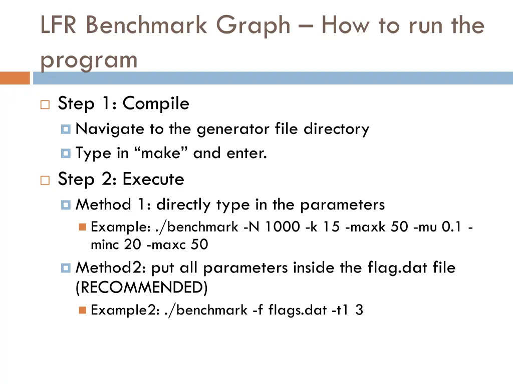 lfr benchmark graph how to run the program
