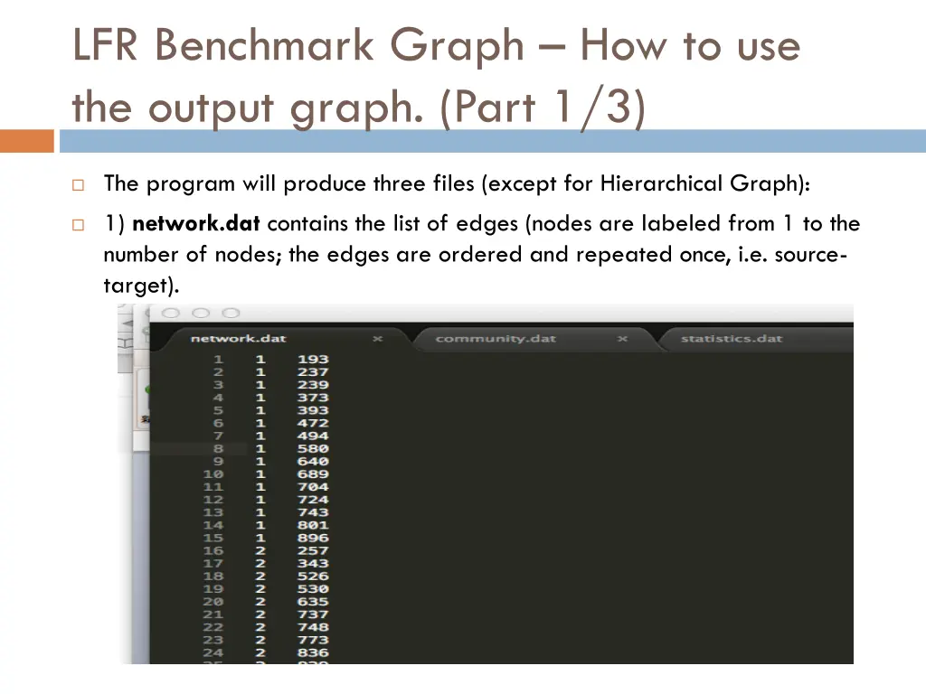 lfr benchmark graph how to use the output graph