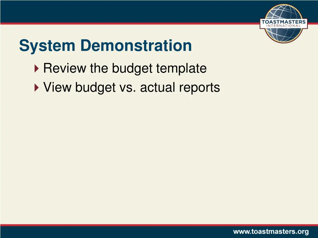 system demonstration review the budget template