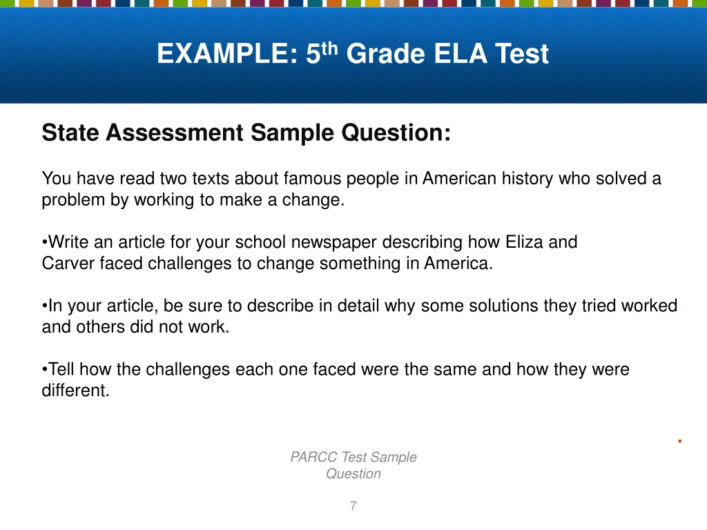 example 5 th grade ela test