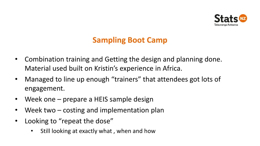 sampling boot camp