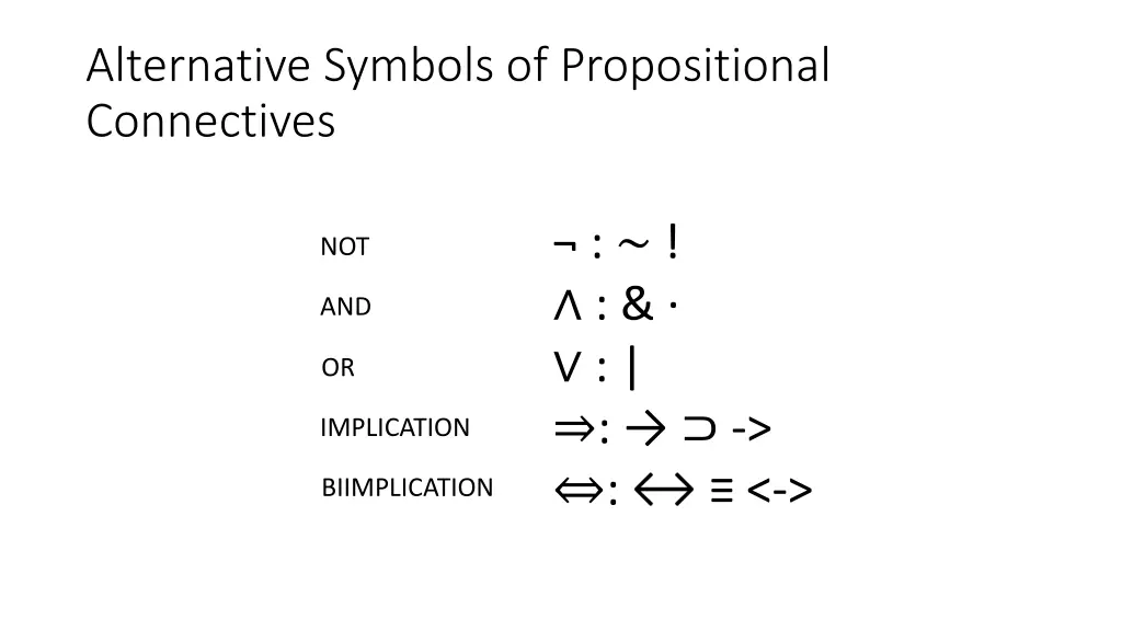 alternative symbols of propositional connectives