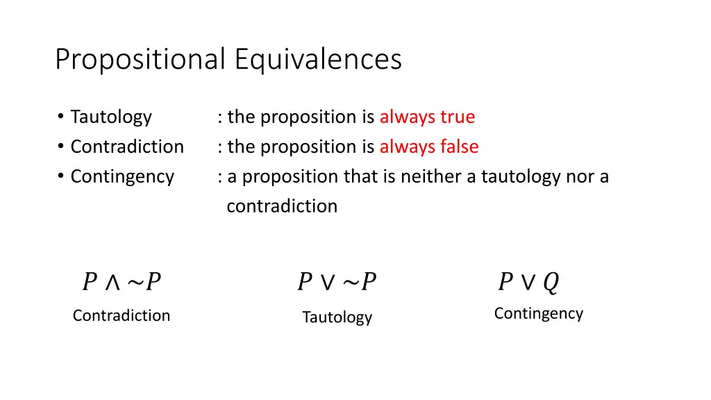 propositional equivalences