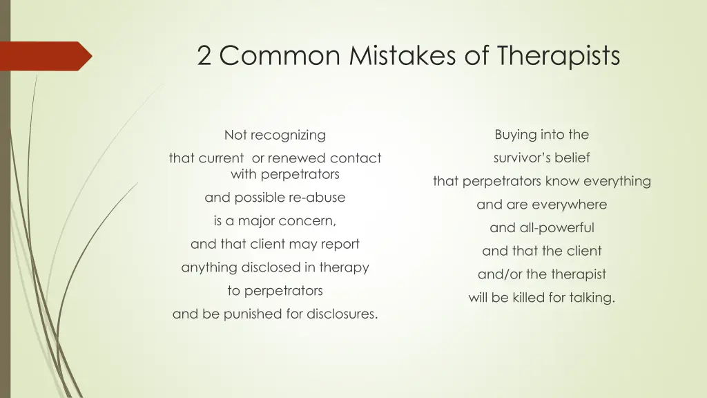 2 common mistakes of therapists