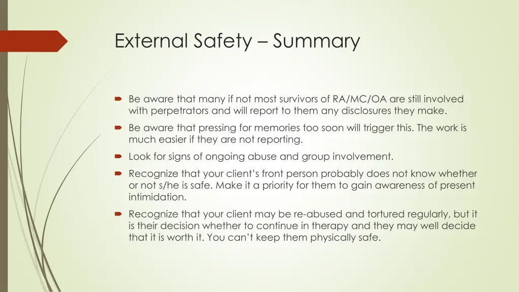 external safety summary