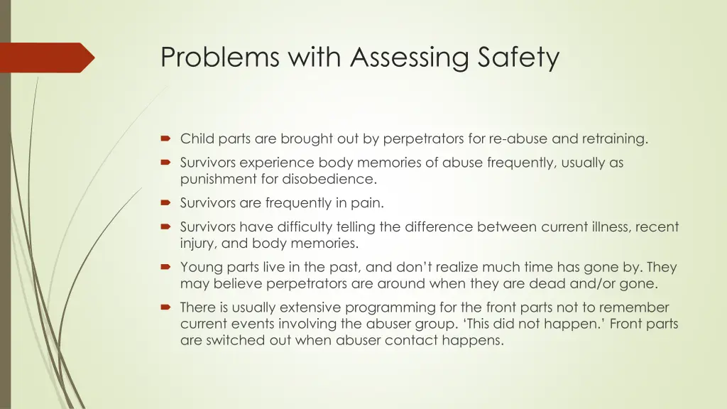 problems with assessing safety