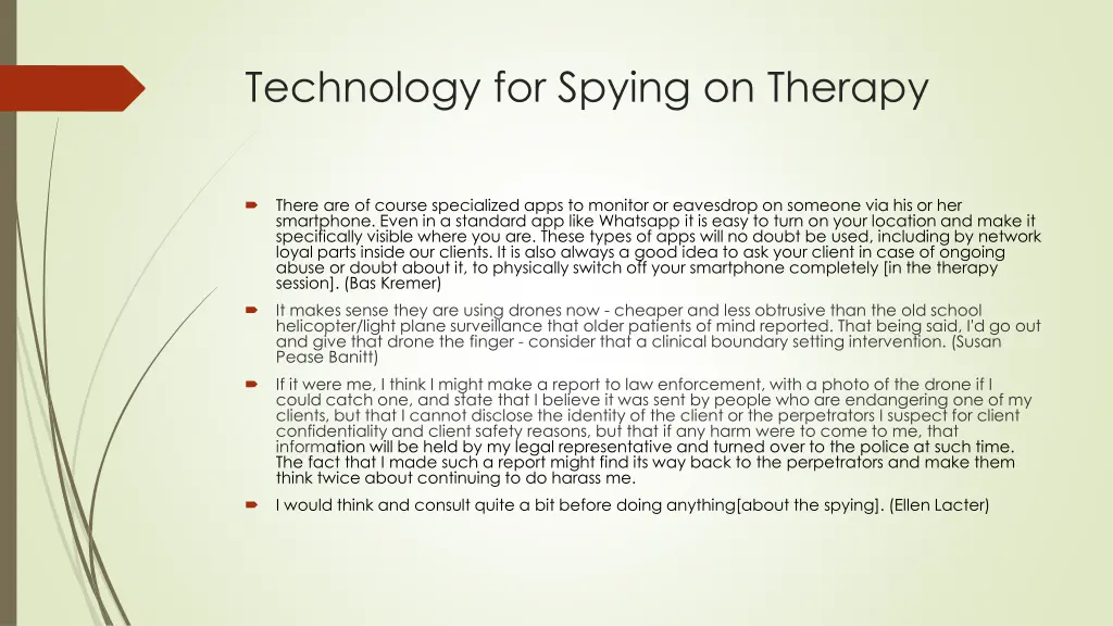 technology for spying on therapy