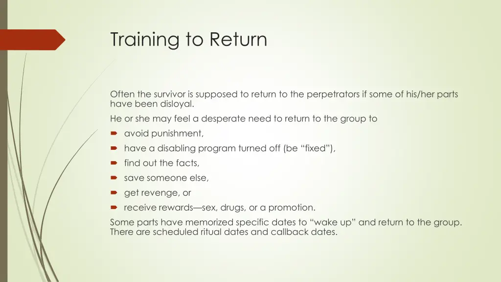 training to return