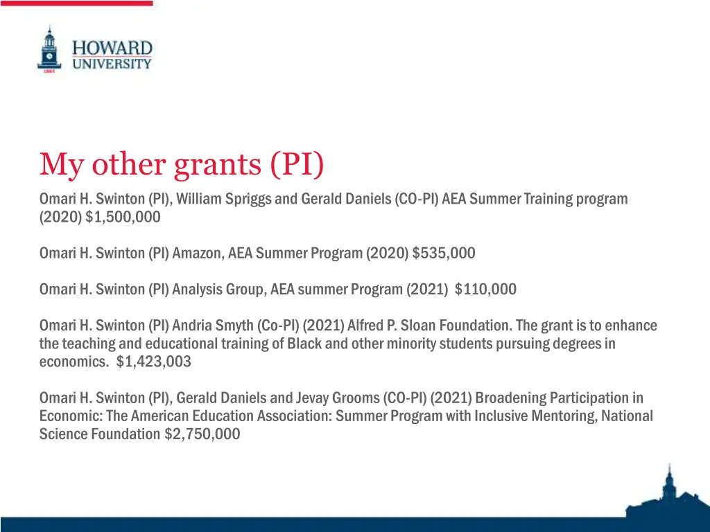 my other grants pi omari h swinton pi william