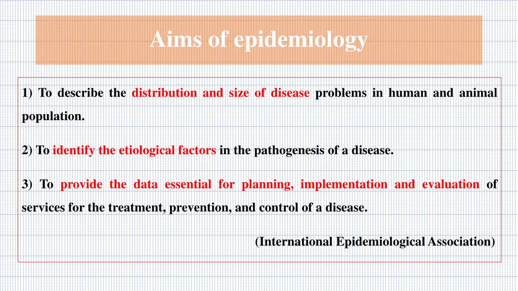 aims of epidemiology