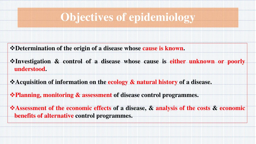 objectives of epidemiology