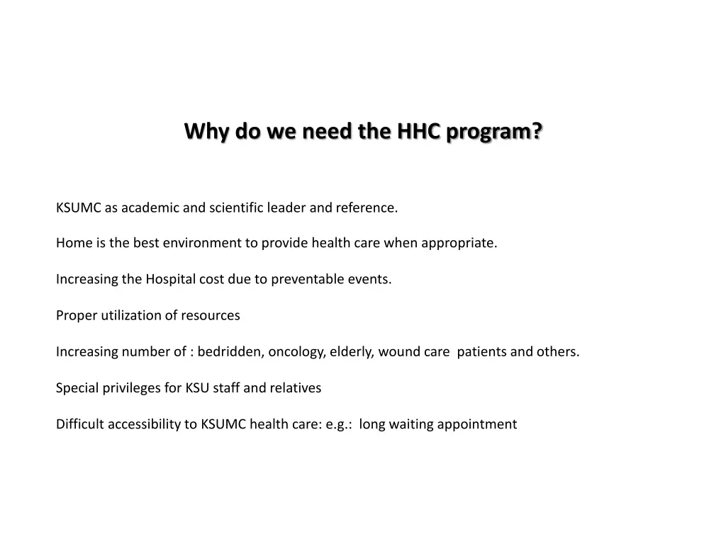 why do we need the hhc program