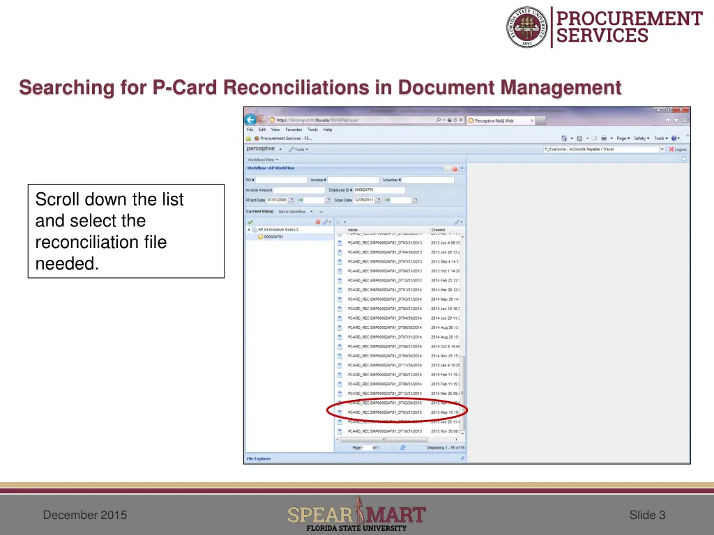 searching for p card reconciliations in document 2