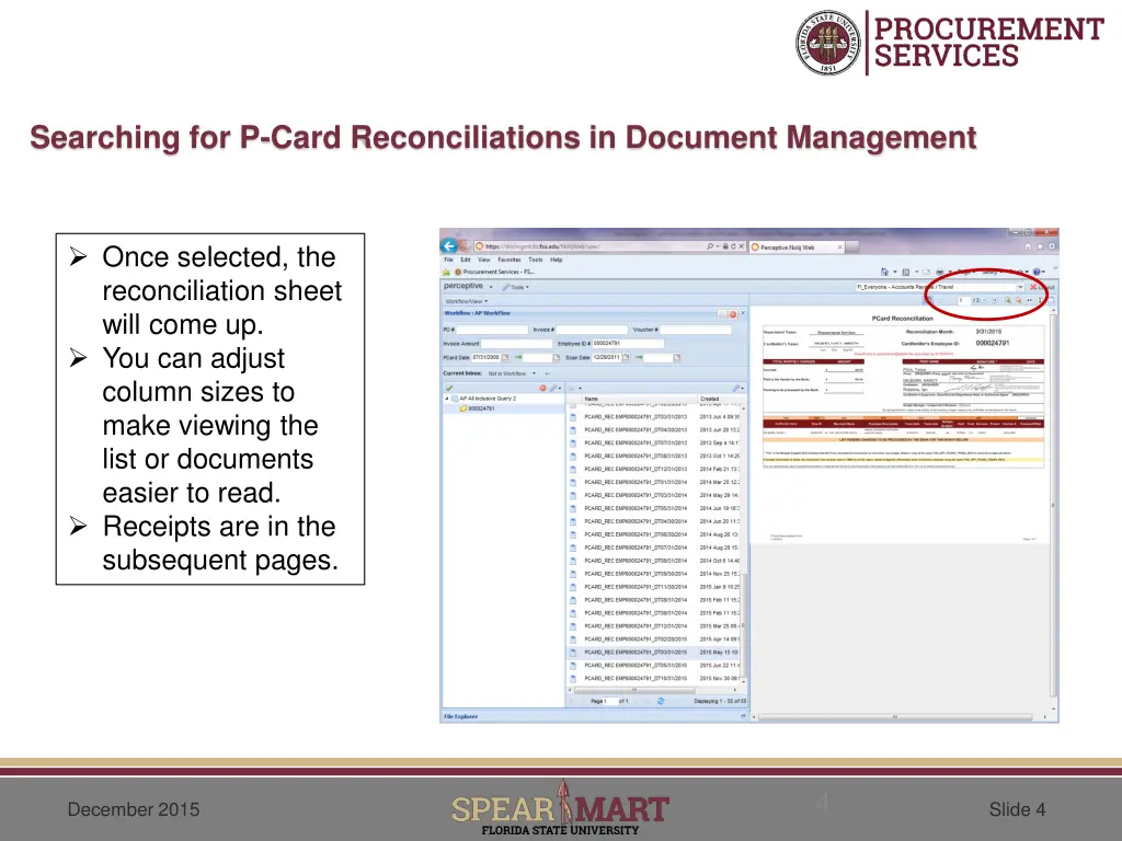 searching for p card reconciliations in document 3