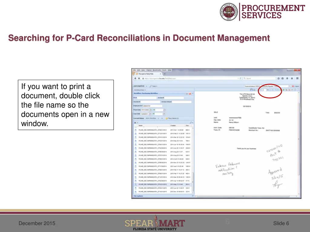 searching for p card reconciliations in document 5