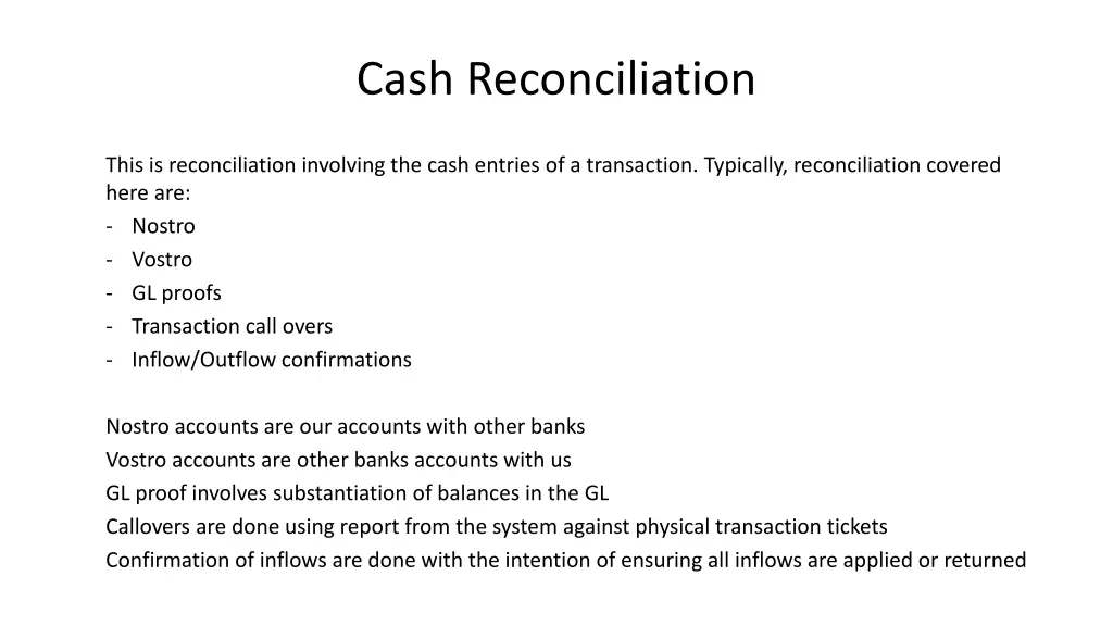 cash reconciliation