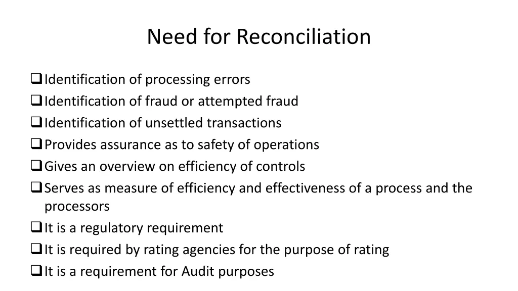 need for reconciliation