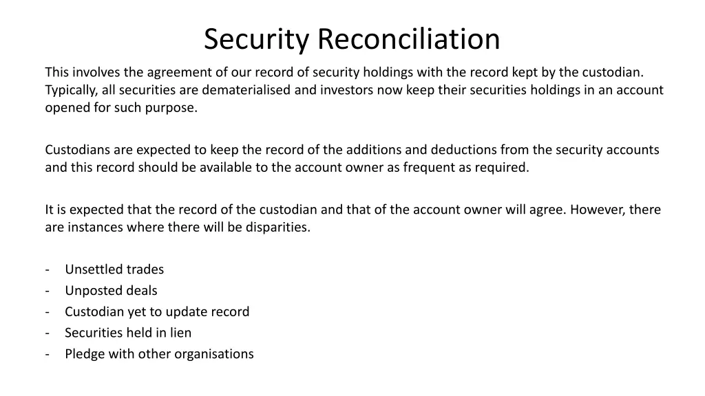 security reconciliation