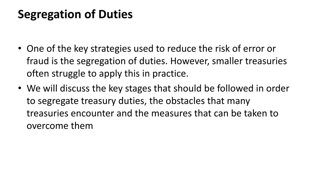 segregation of duties