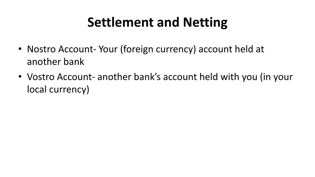 settlement and netting
