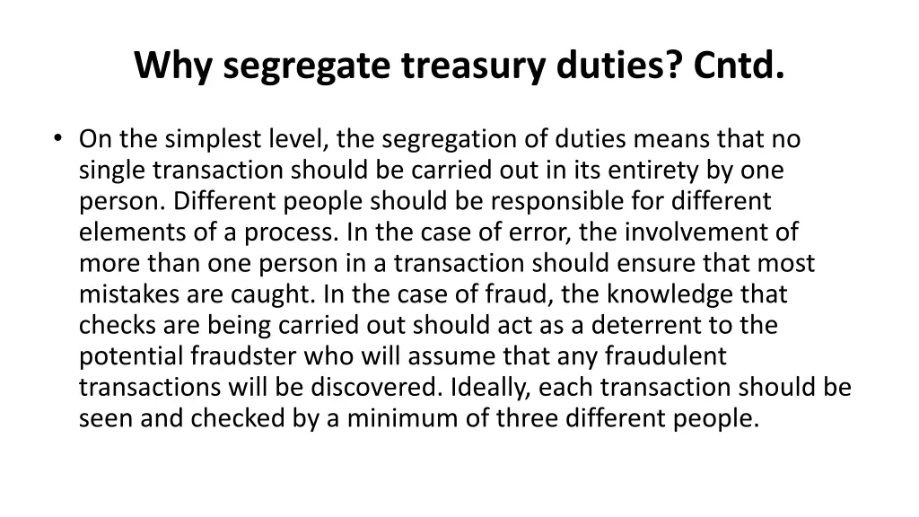 why segregate treasury duties cntd 1