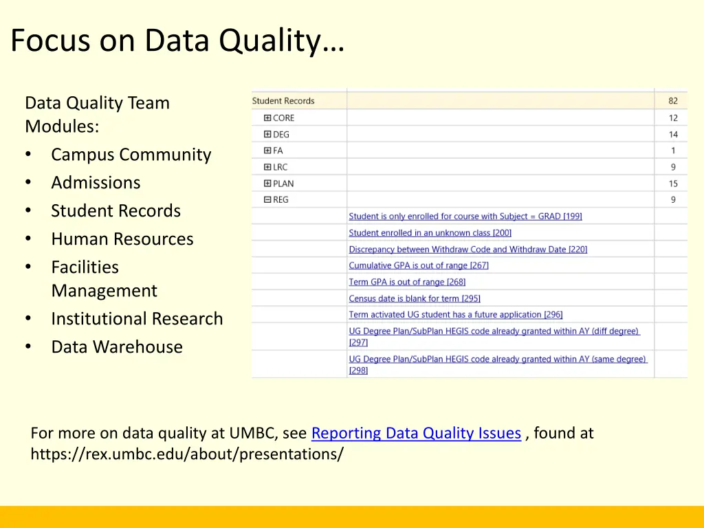 focus on data quality