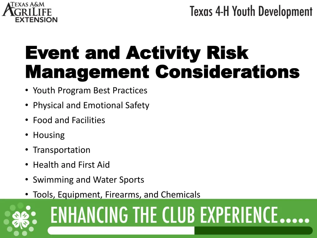 event and activity risk event and activity risk