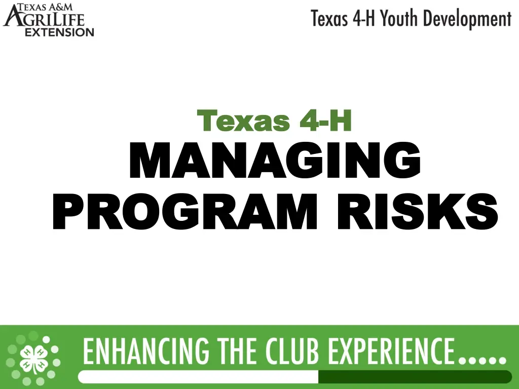 texas 4 texas 4 h h managing managing program