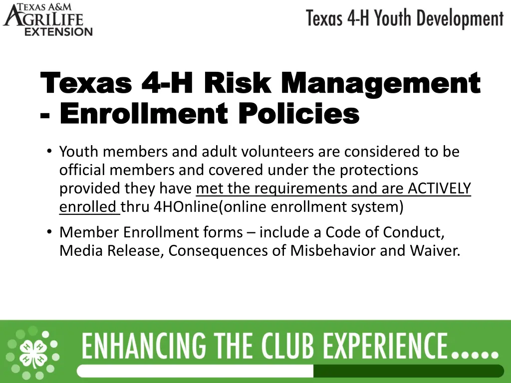 texas 4 texas 4 h risk management h risk 1