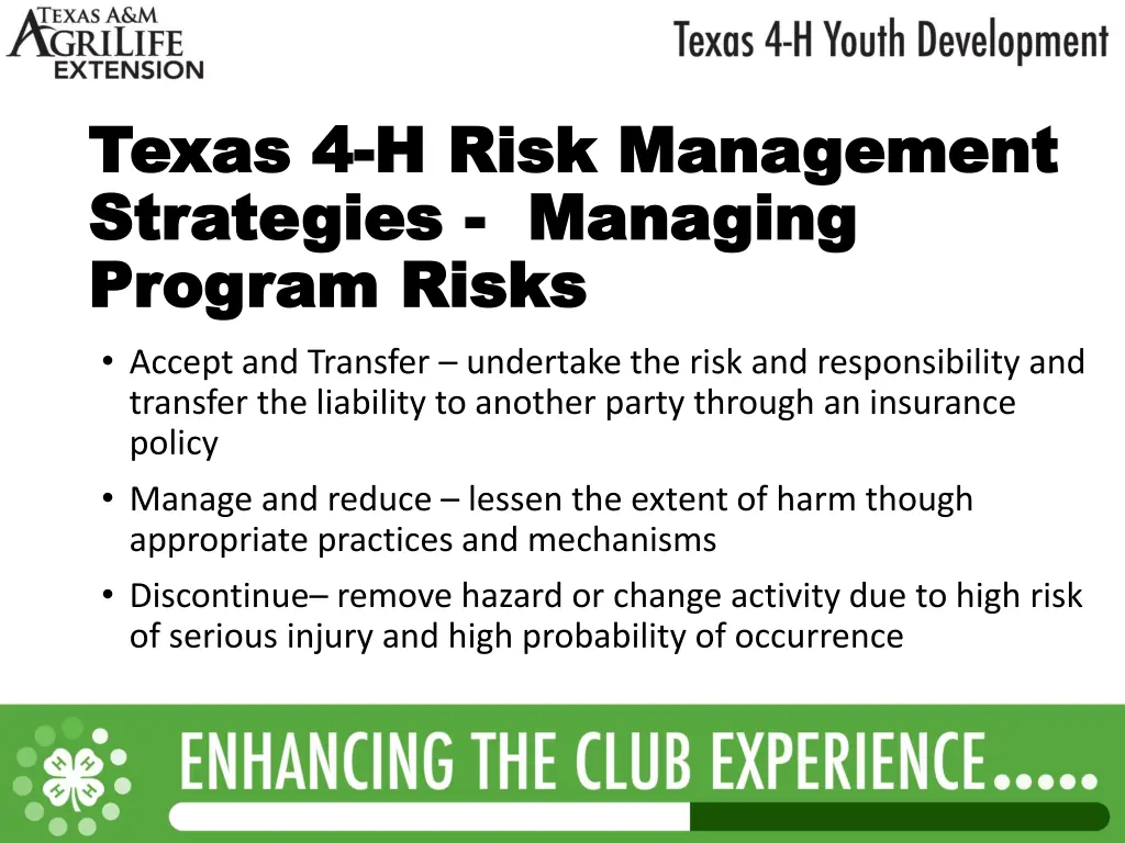 texas 4 texas 4 h risk management h risk 10