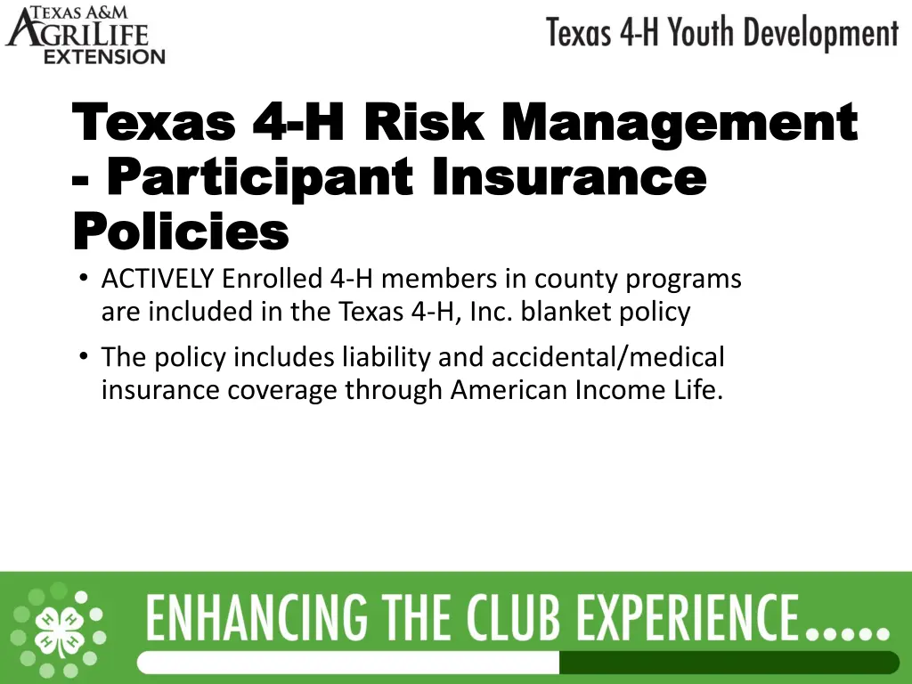 texas 4 texas 4 h risk management h risk 3