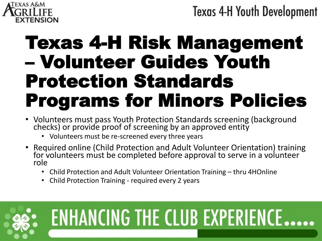 texas 4 texas 4 h risk management h risk 5