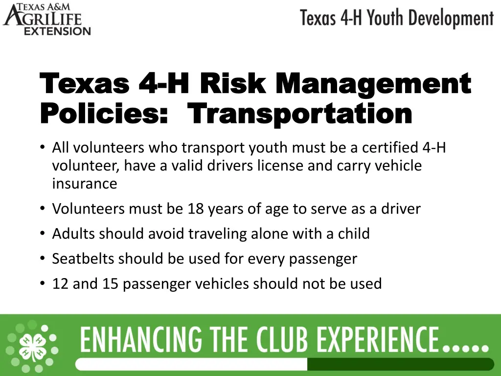 texas 4 texas 4 h risk management h risk 7