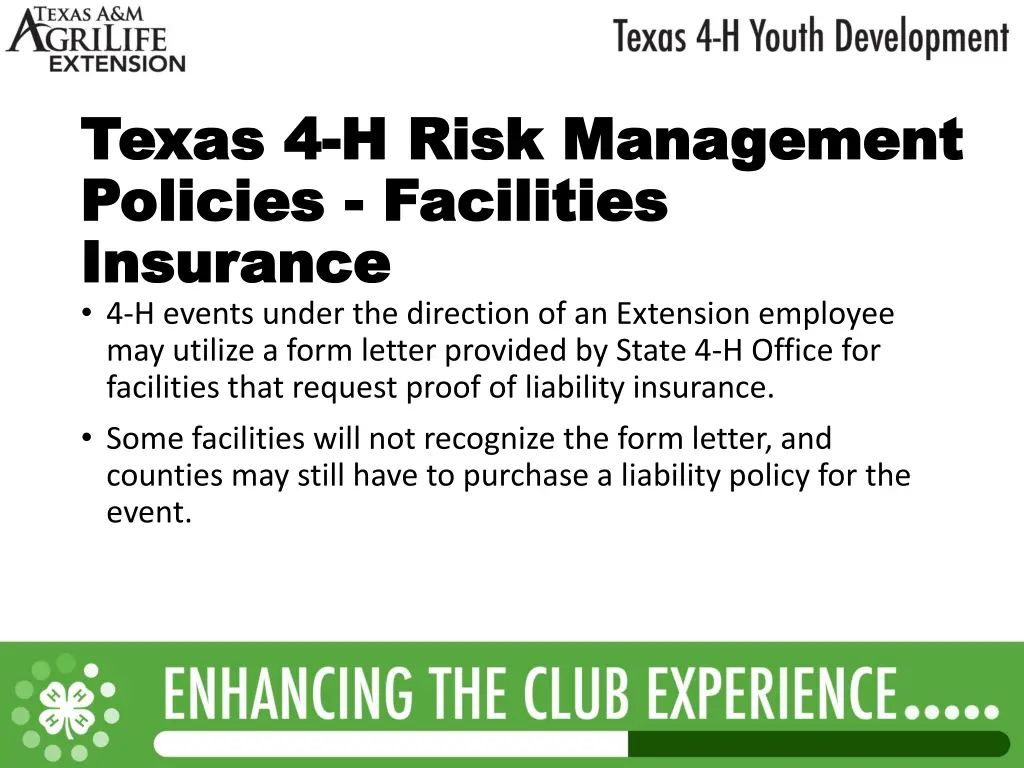 texas 4 texas 4 h risk management h risk 8