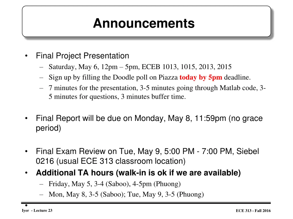 announcements