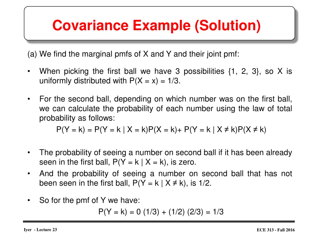 covariance example solution
