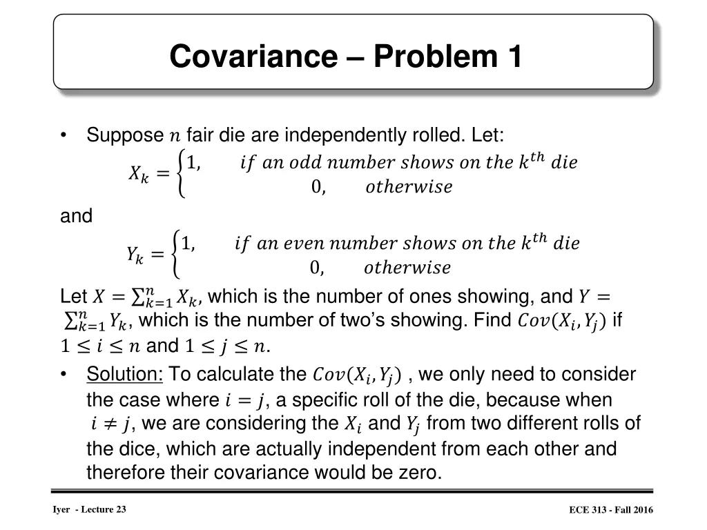 covariance problem 1 1