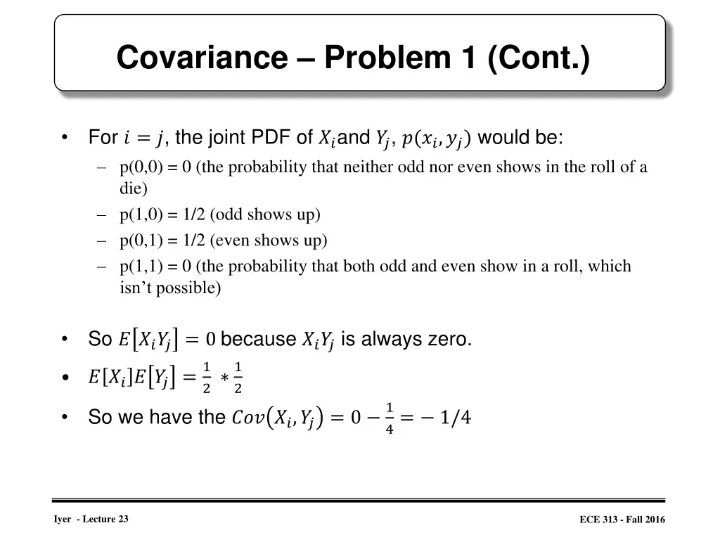 covariance problem 1 cont