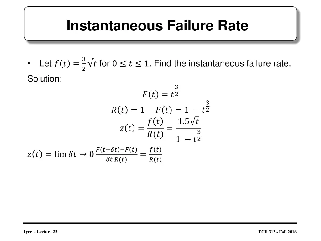 instantaneous failure rate
