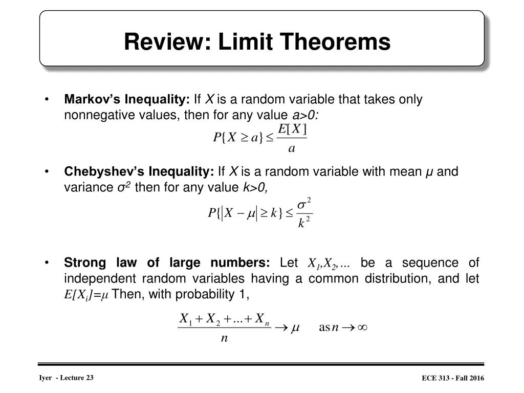 review limit theorems