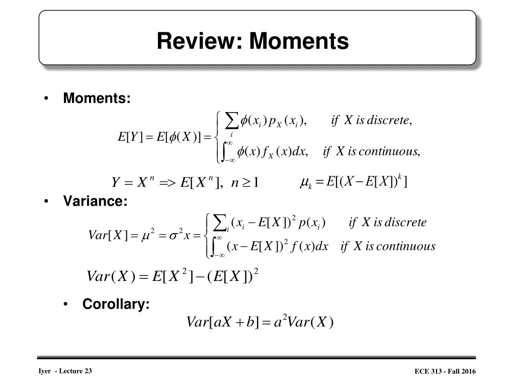review moments